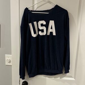 Aerie Navy Blue USA Crew Neck Sweater
